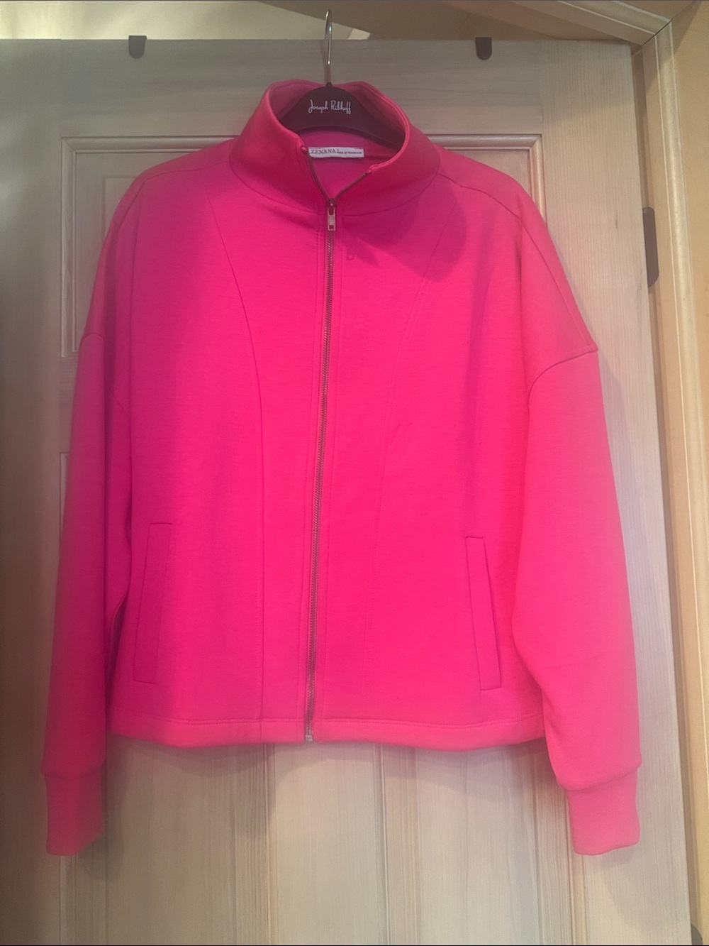 NWOT- Zenana Women’s Hot Pink Zip-Front Jacket